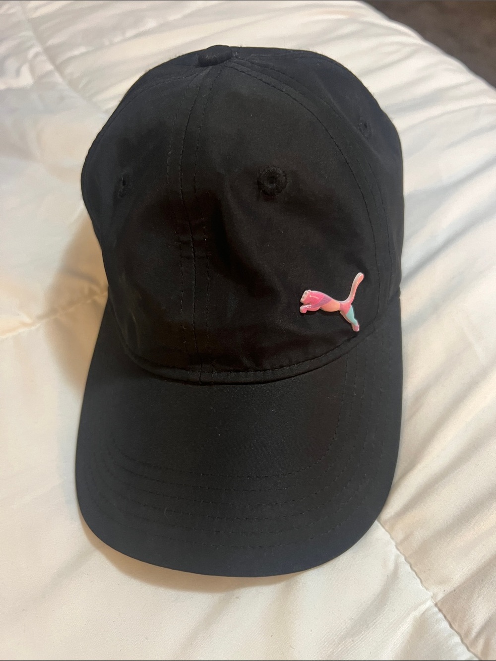Puma Black Cap with Pink Accent Logo